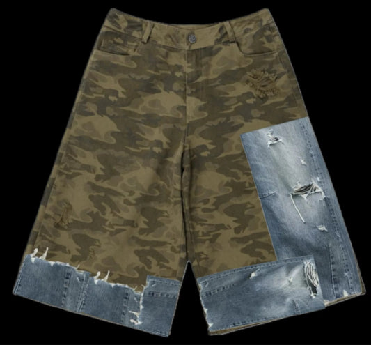 CAMO-DENIM JORTS