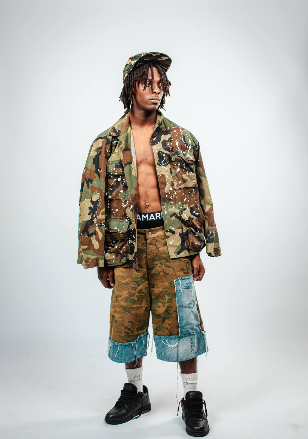CAMO DENIM JORTS