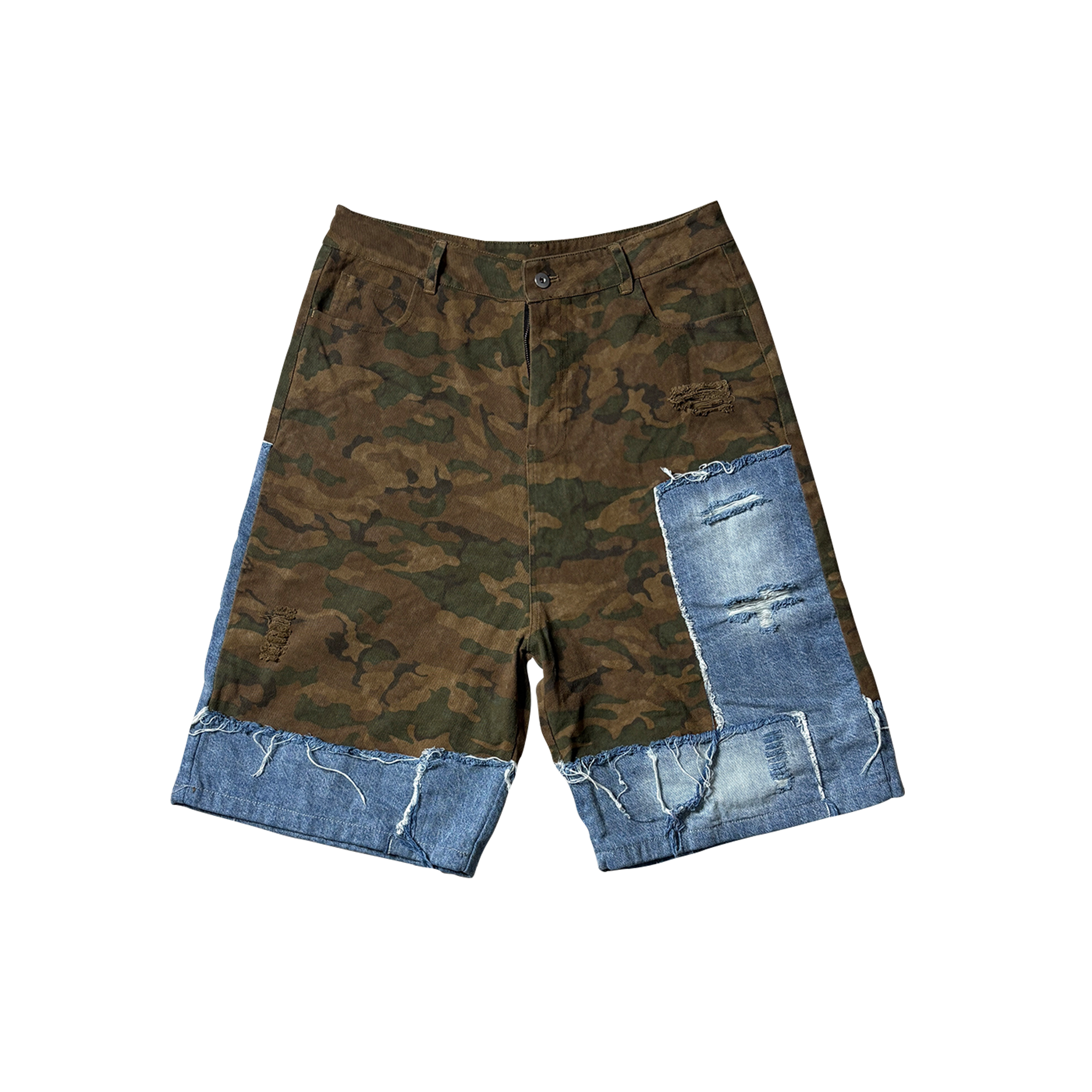 CAMO DENIM JORTS